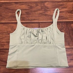 Y2K green square neck camisole tank top